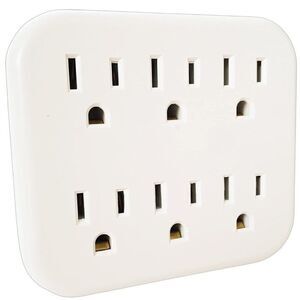 NEW Electrical Extension Grounded 6 Outlet Plug Wall Taps Indoor White Round